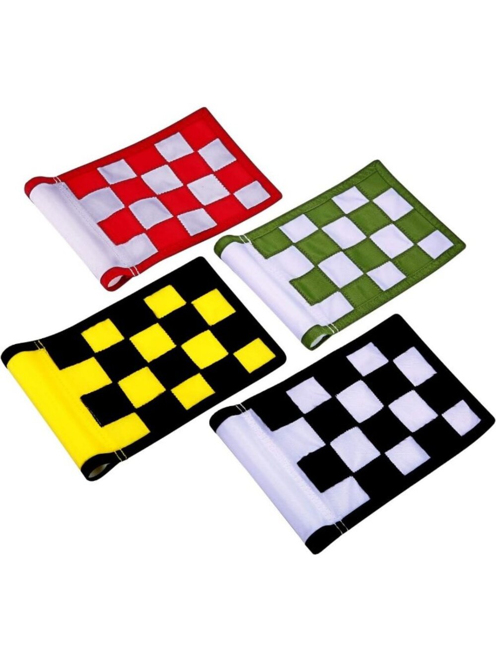 Checkered Golf Target Flags for Indoor/Outdoor Putting Green - 4-Pack (8.7"x6")